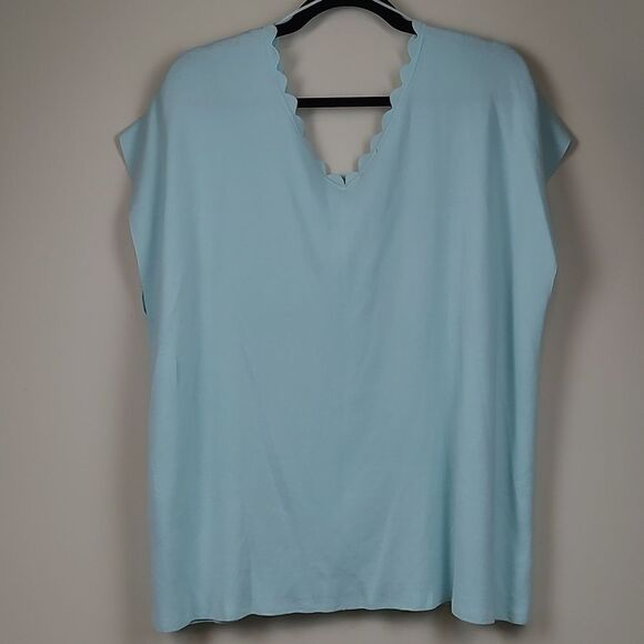 Talbot's Plus Size Scalloped Double V-neck Cap Sleeve Fine Knit Sweater NWT - Picture 10 of 10